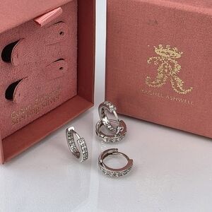 Rachel Ashwell Sterling Silver‎ Cubic Zirconia Hoop Earrings Set